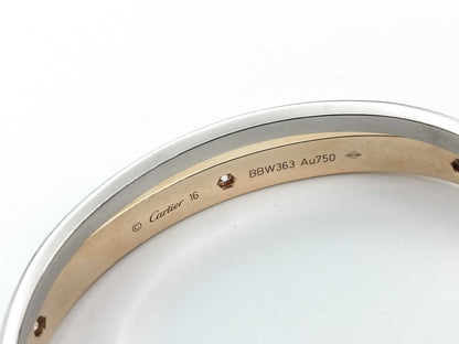 Cartier Love Bracelet, 2-Row #16, Half Diamond, PG/WG Au750, 45.9g, Bracelet/Bangle 