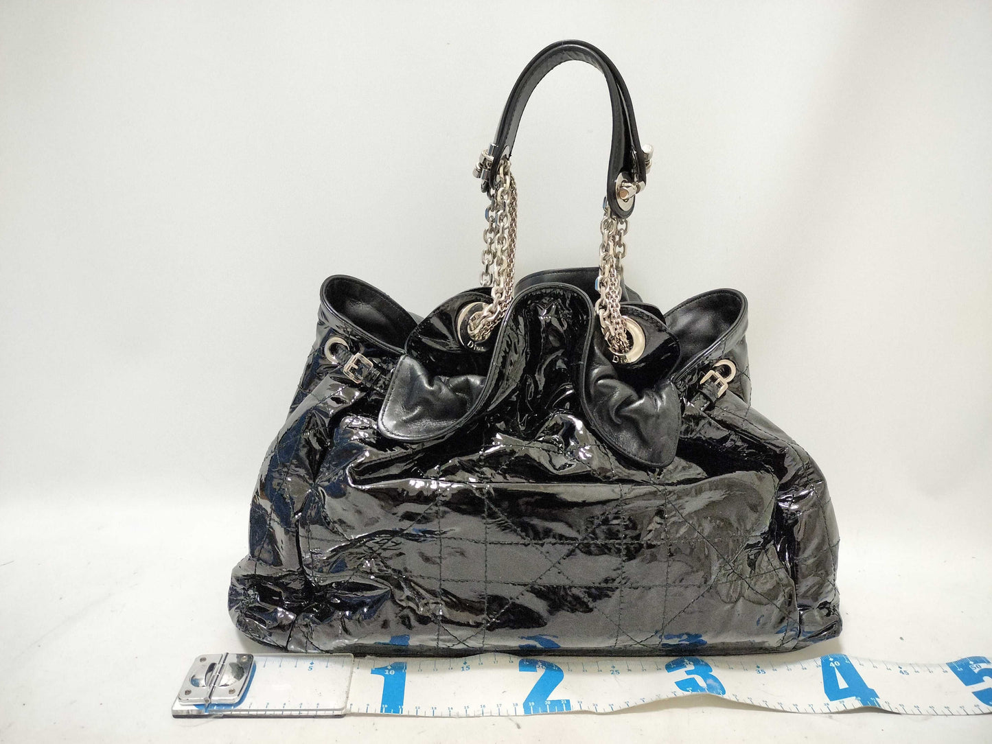 Dior Enamel Lady Dior Cannage Tote Bag