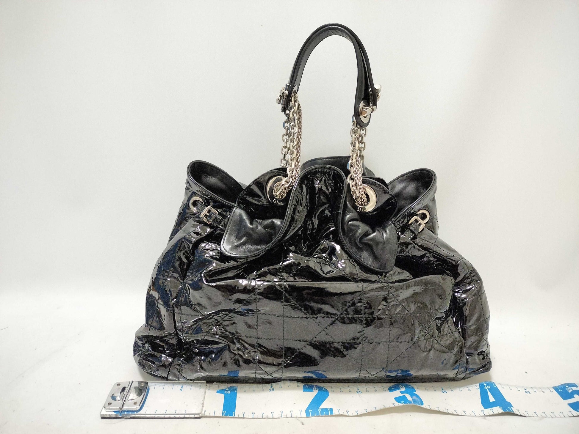 Dior Enamel Lady Dior Cannage Tote Bag