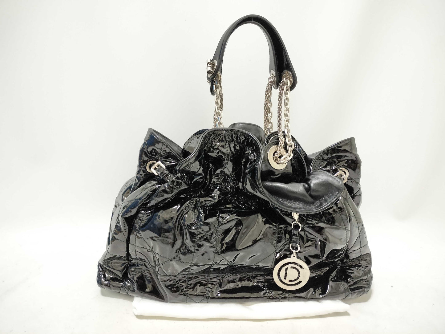 Dior Enamel Lady Dior Cannage Tote Bag