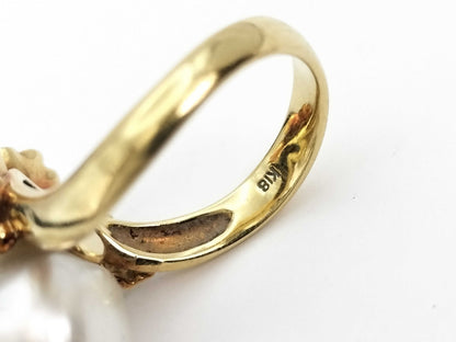 Semi-round pearl, diameter approx. 11.9mm, D0.10ct, 18K gold, 9.5g, ring 