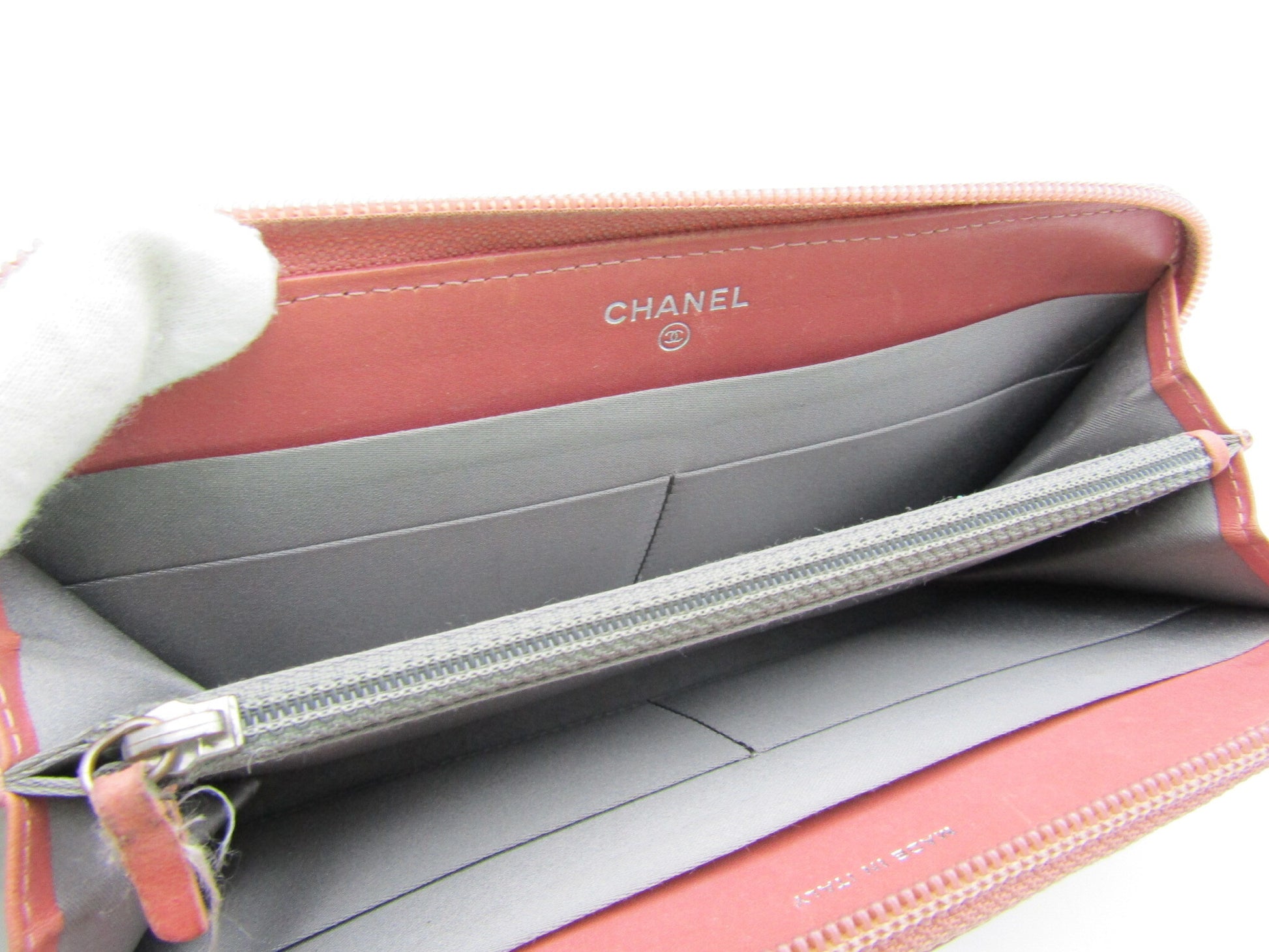 CHANEL Icon Series CHANEL Icon Line Long Zip Wallet Pink S Hardware Wallet