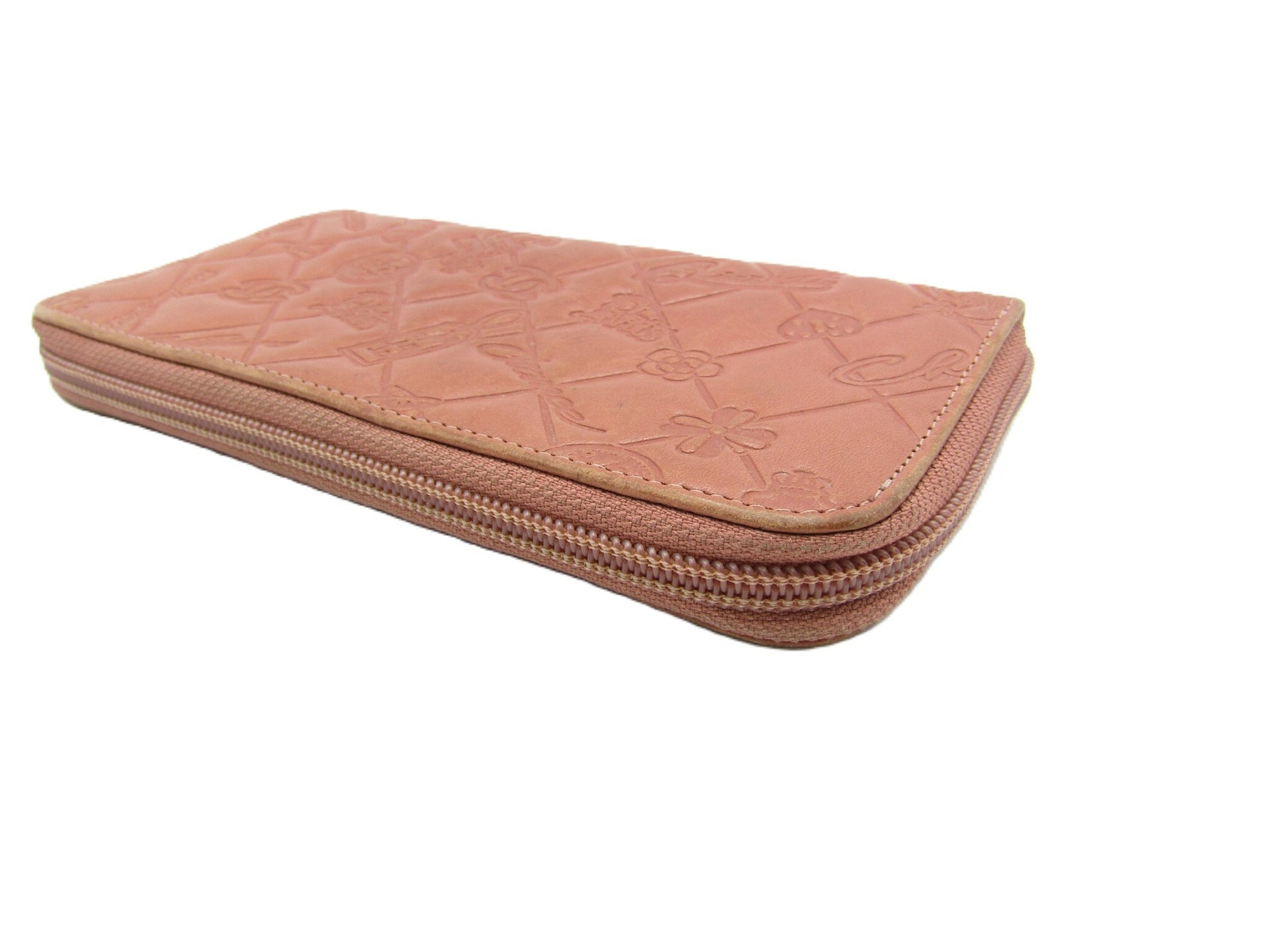 CHANEL Icon Series CHANEL Icon Line Long Zip Wallet Pink S Hardware Wallet