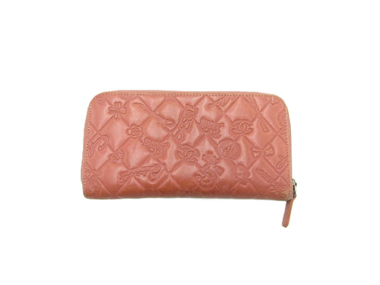 CHANEL Icon Series CHANEL Icon Line Long Zip Wallet Pink S Hardware Wallet