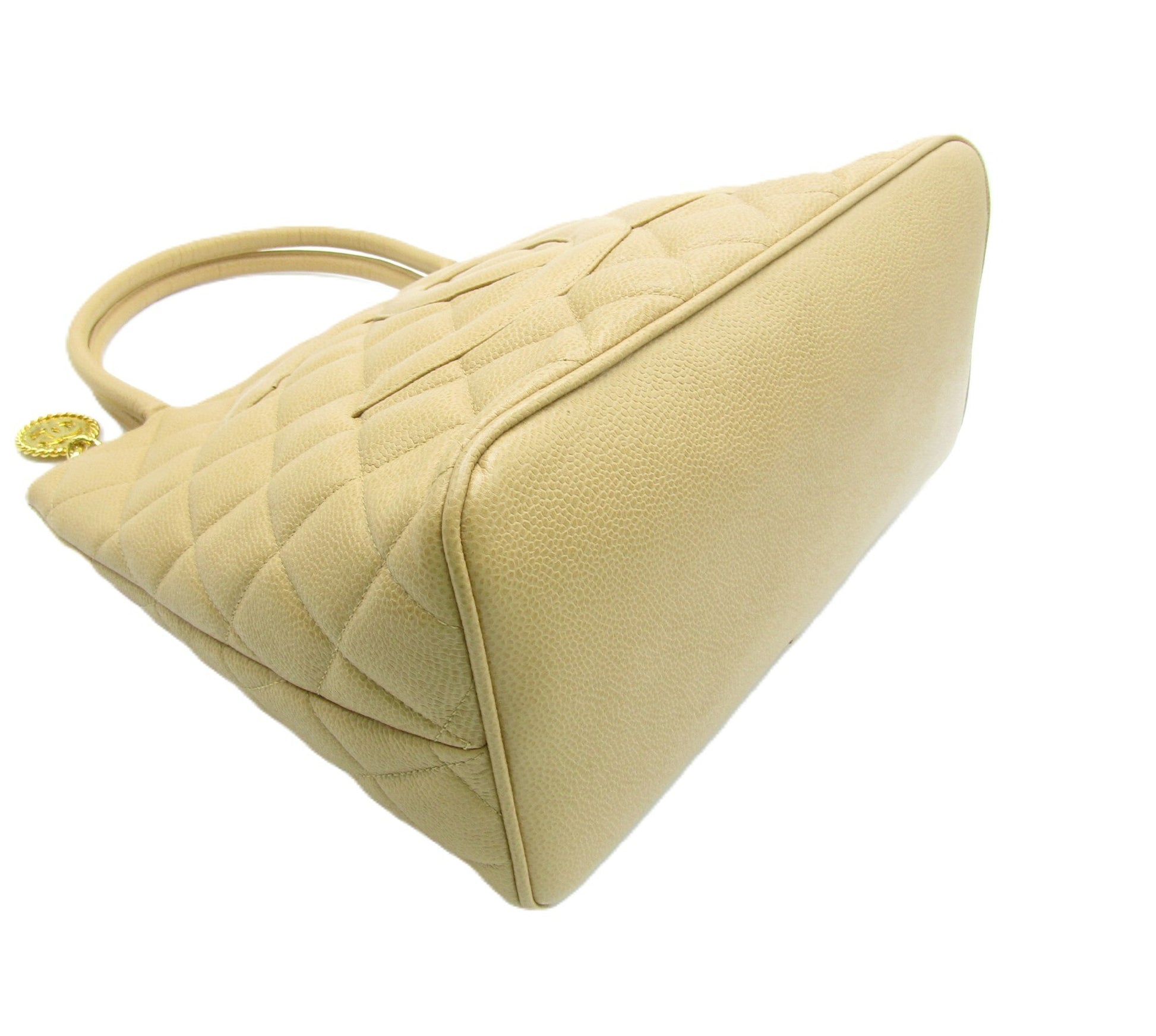 CHANEL Caviar Leather Reissue Tote A01804 Caviar Leather Beige G Hardware Handbag