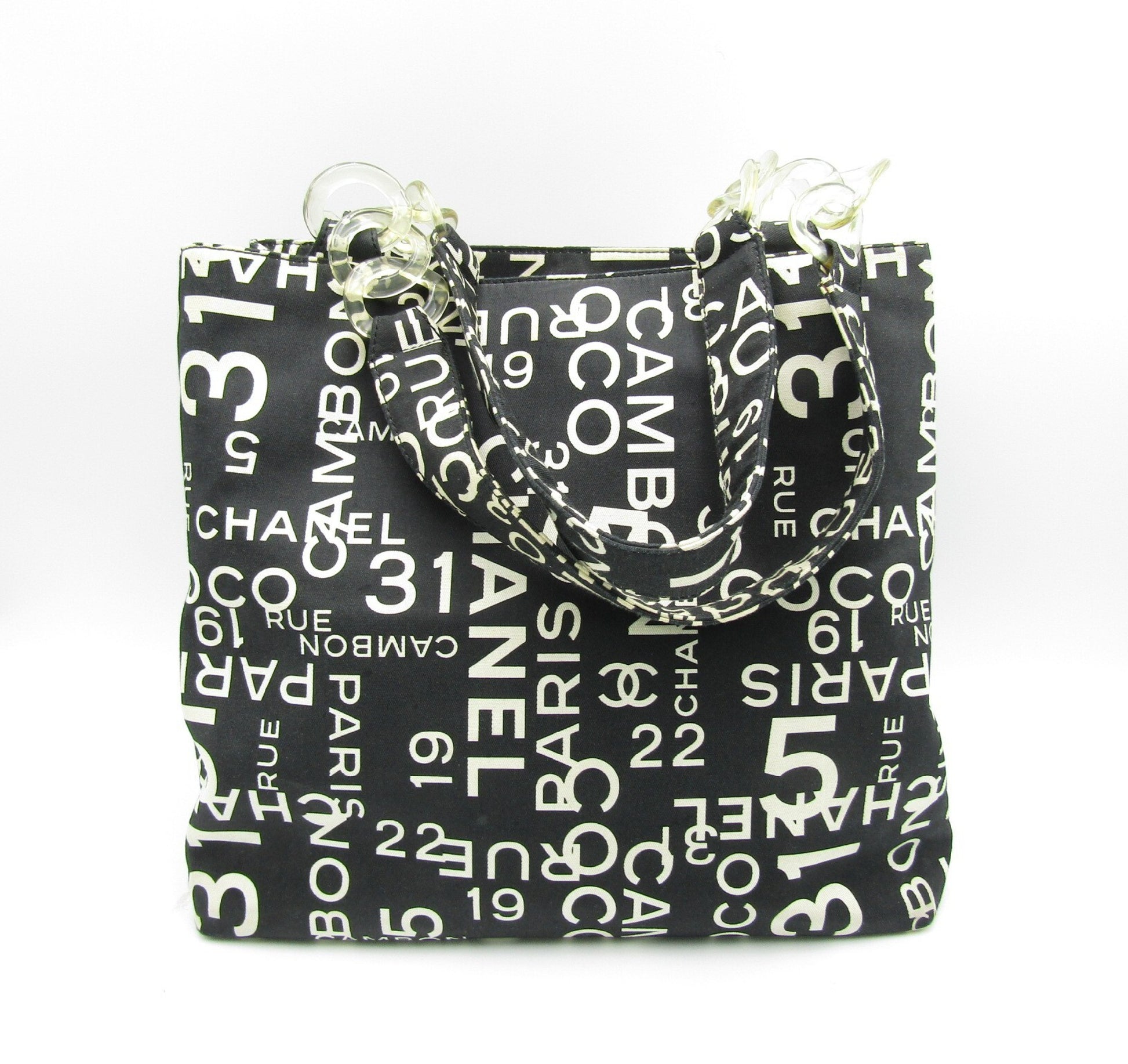 CHANEL New Travel Line Bi-Cy Line Tote A18302 Y01375 Canvas S Hardware Black Tote Bag