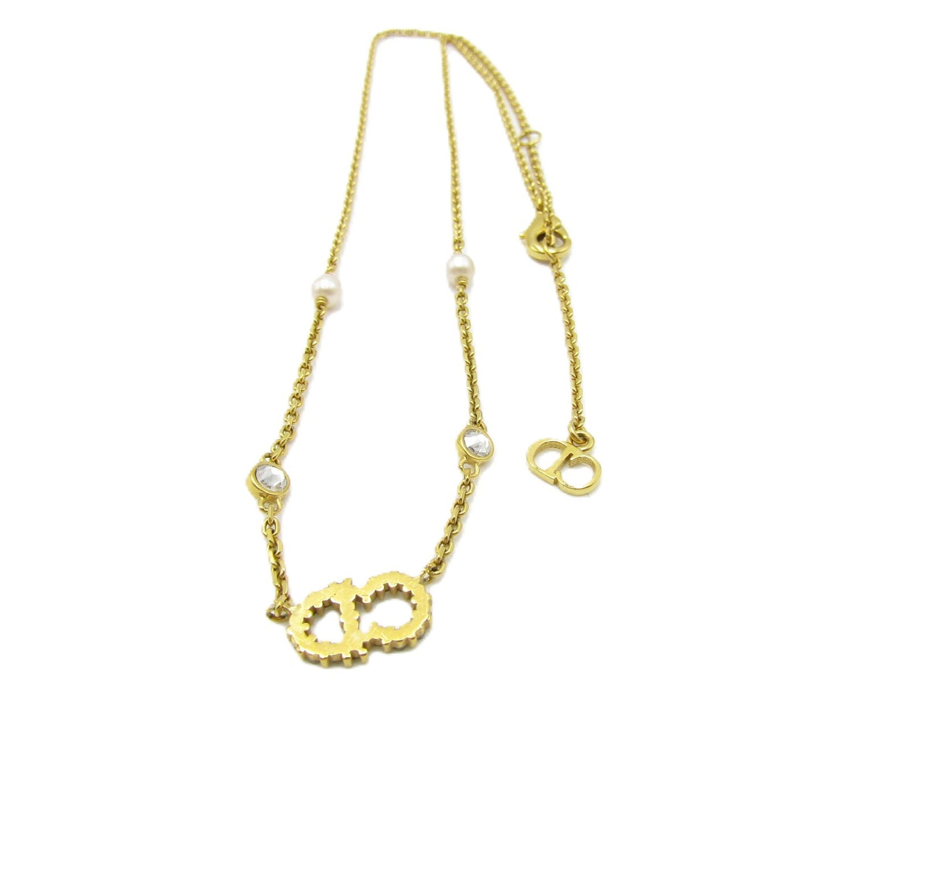 Dior Clair D Lune Necklace N1033CDLCY_D301 GP Crystal/Pearl Necklace