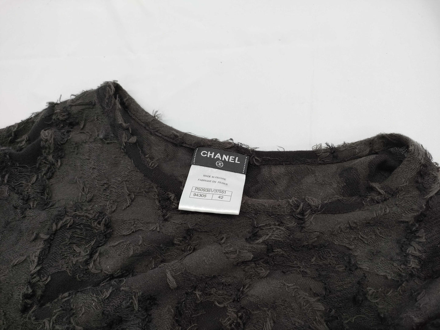 CHANEL CHANEL Tops 3/4 Sleeve Cut and Sew P50935V37551 #42 Black Camellia Top