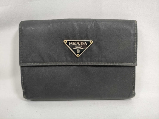 PRADA Nylon Prada Folding Wallet Black 1M0523 Wallet