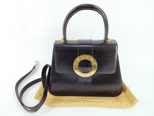 CELINE Circle Logo 2-Way Black Handbag