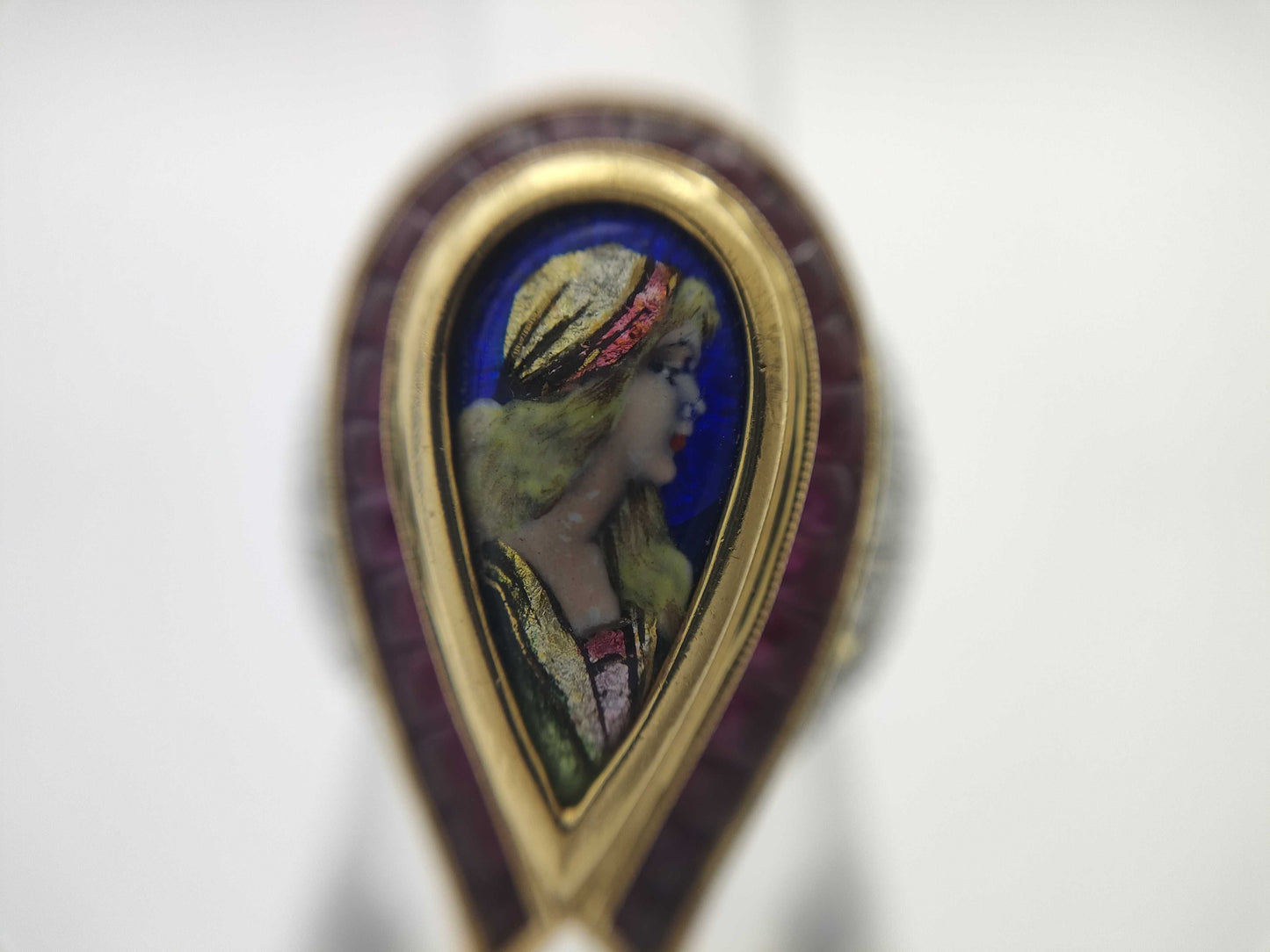 Mitsuo Kaji Enamel Ring, 2.46ct R, 0.59ct D, 17.5g PT900/K18 