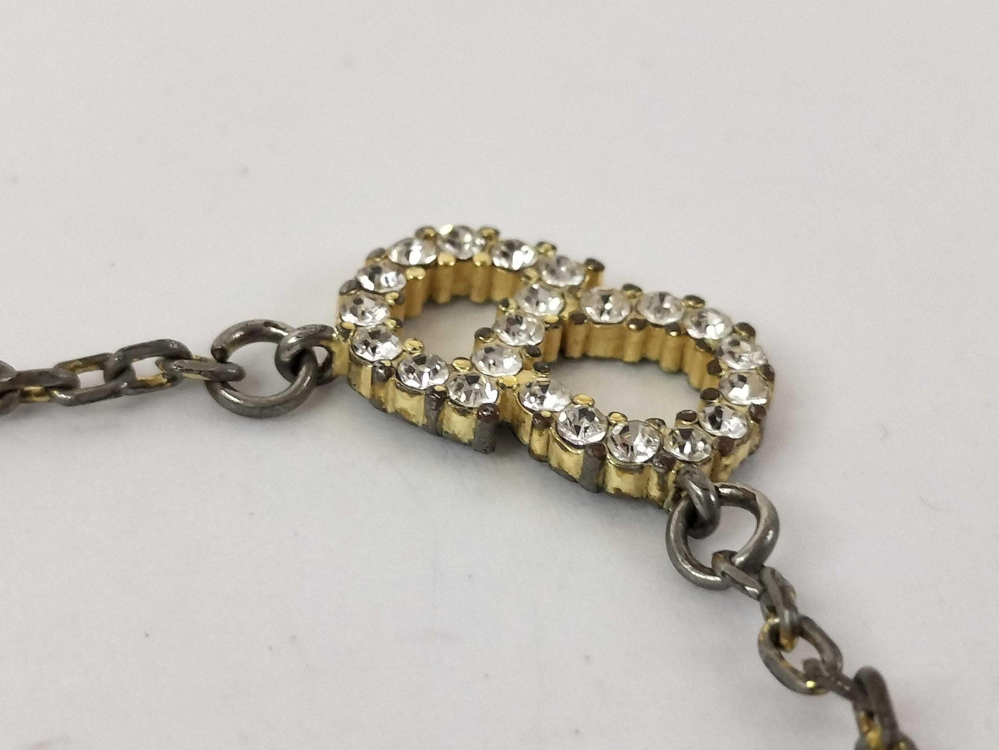 Dior Christian Dior Rhinestone Logo Necklace