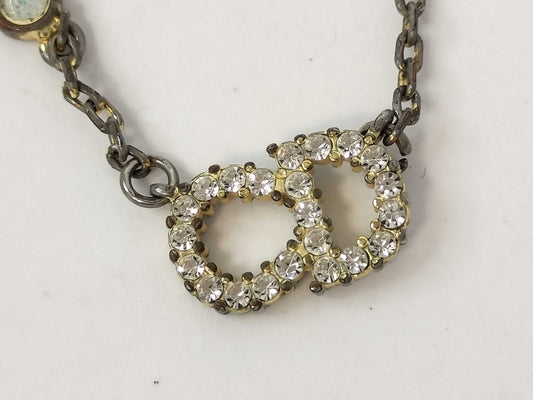 Dior Christian Dior Rhinestone Logo Necklace