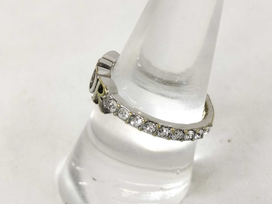 Dior Christian Dior Ring Logo Rhinestone L Ring