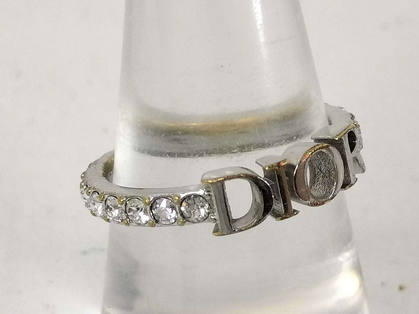 Dior Christian Dior Ring Logo Rhinestone L Ring