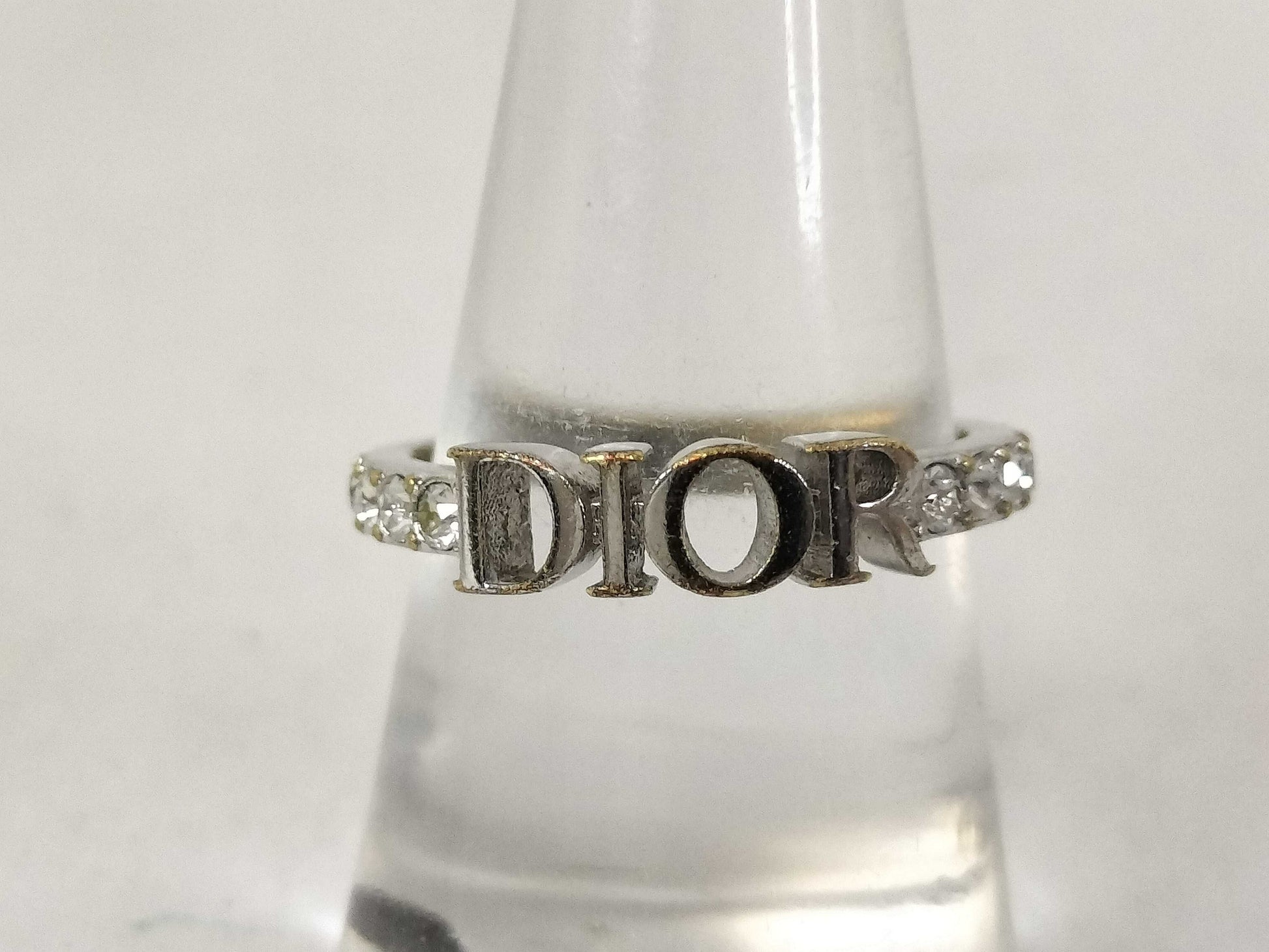 Dior Christian Dior Ring Logo Rhinestone L Ring