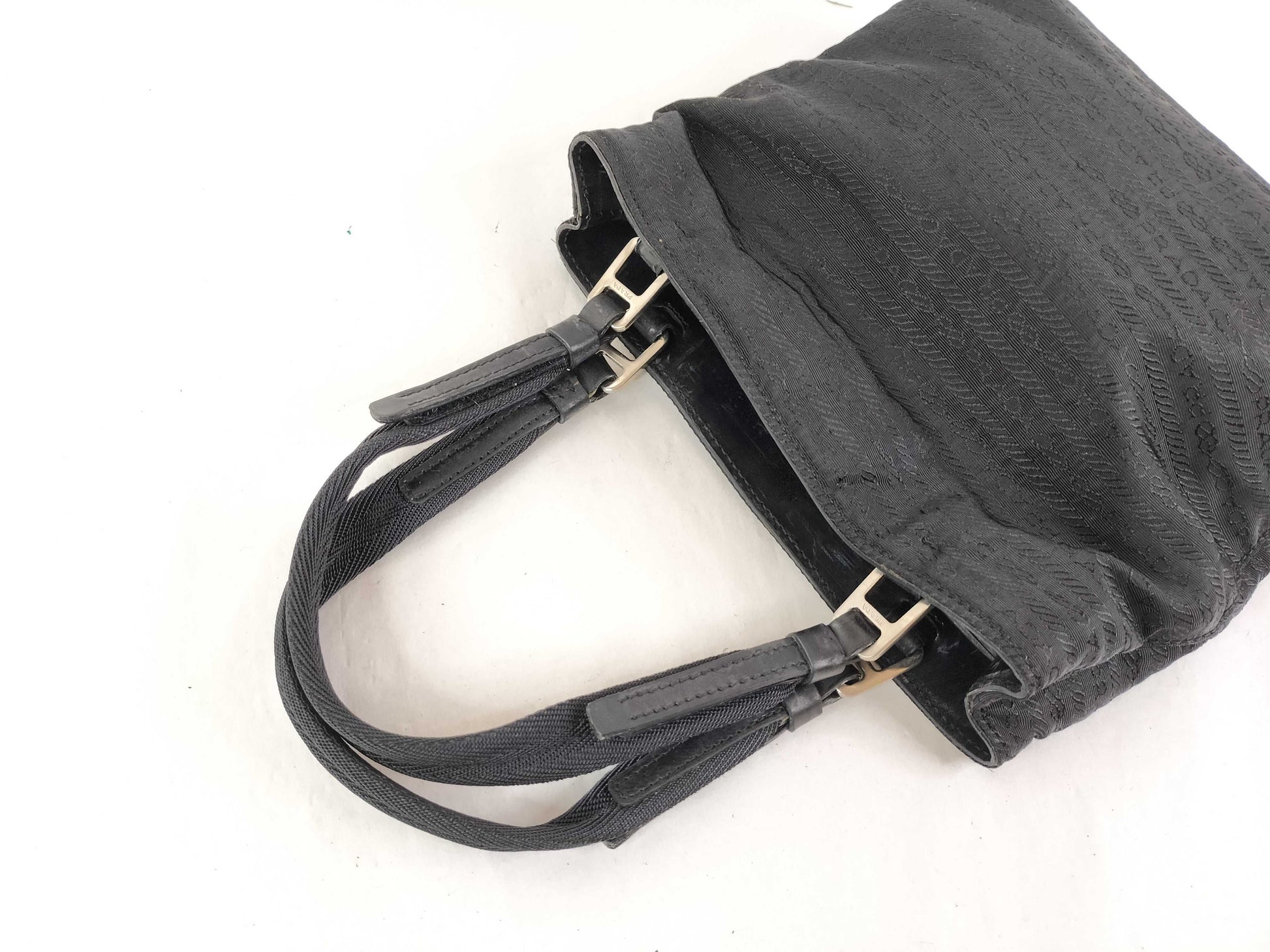 PRADA Nylon PRADA Embroidered Logo Nylon Handbag