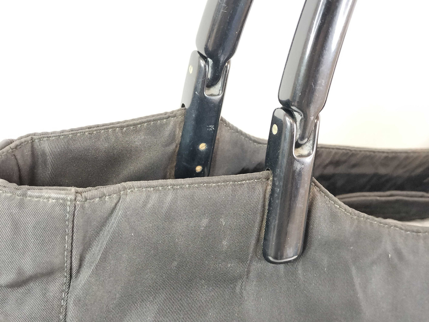 PRADA Nylon Prada Nylon Plastic Handle Hand Tote Bag Black Tote Bag