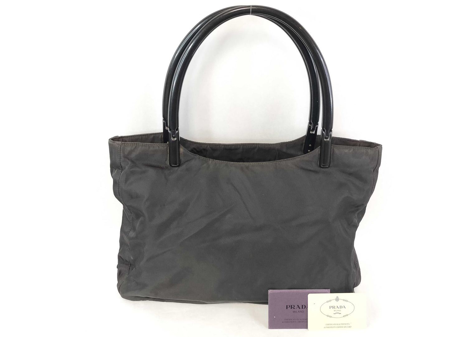 PRADA Nylon Prada Nylon Plastic Handle Hand Tote Bag Black Tote Bag