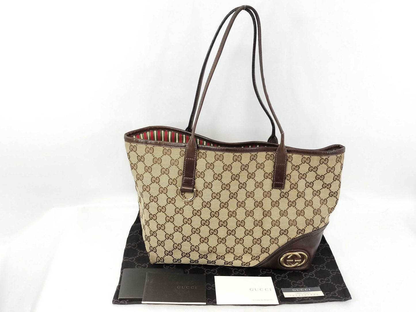 GUCCI GG Canvas Sherry Shoulder Tote Bag