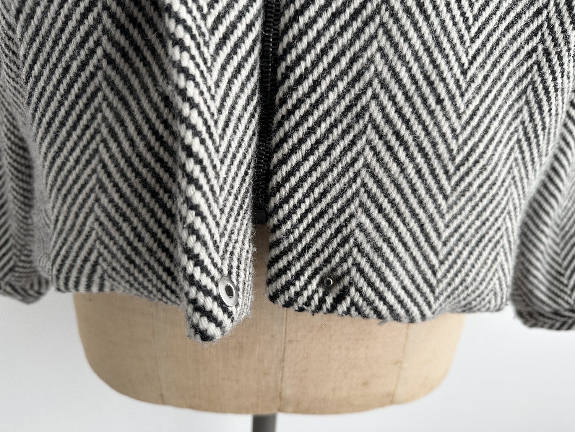 TELA Herringbone Tweed Jacket, Dolman Sleeves, Size 38