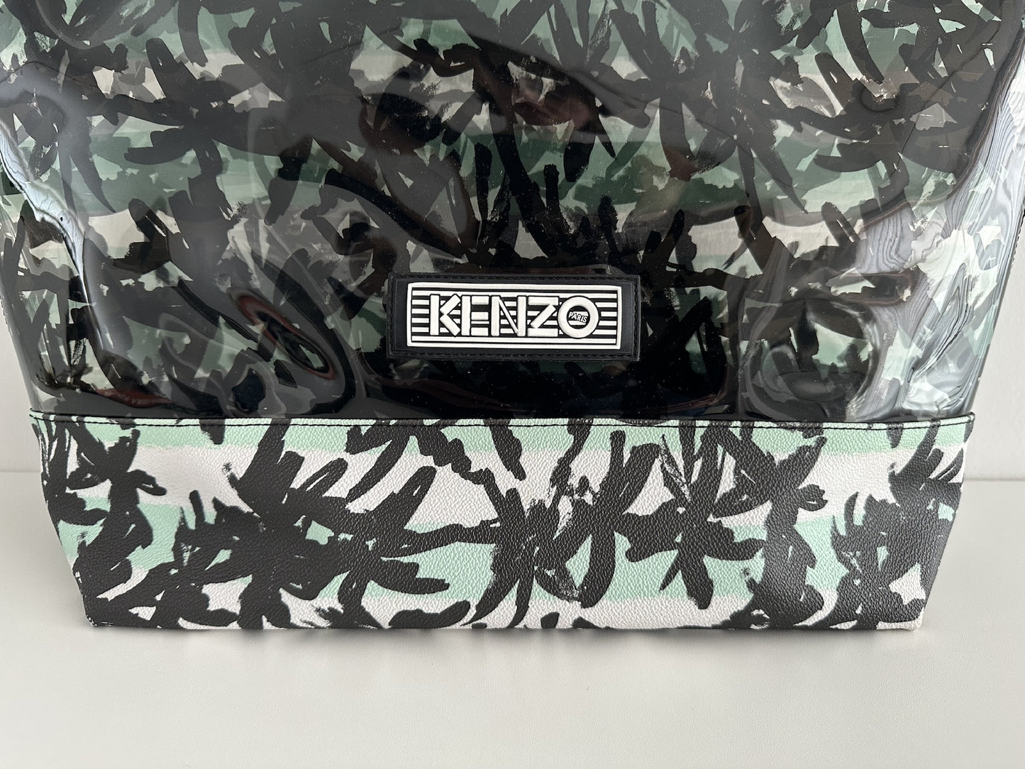 KENZO PALM TREE BEACH BAG Clear Tote Bag with Pouch