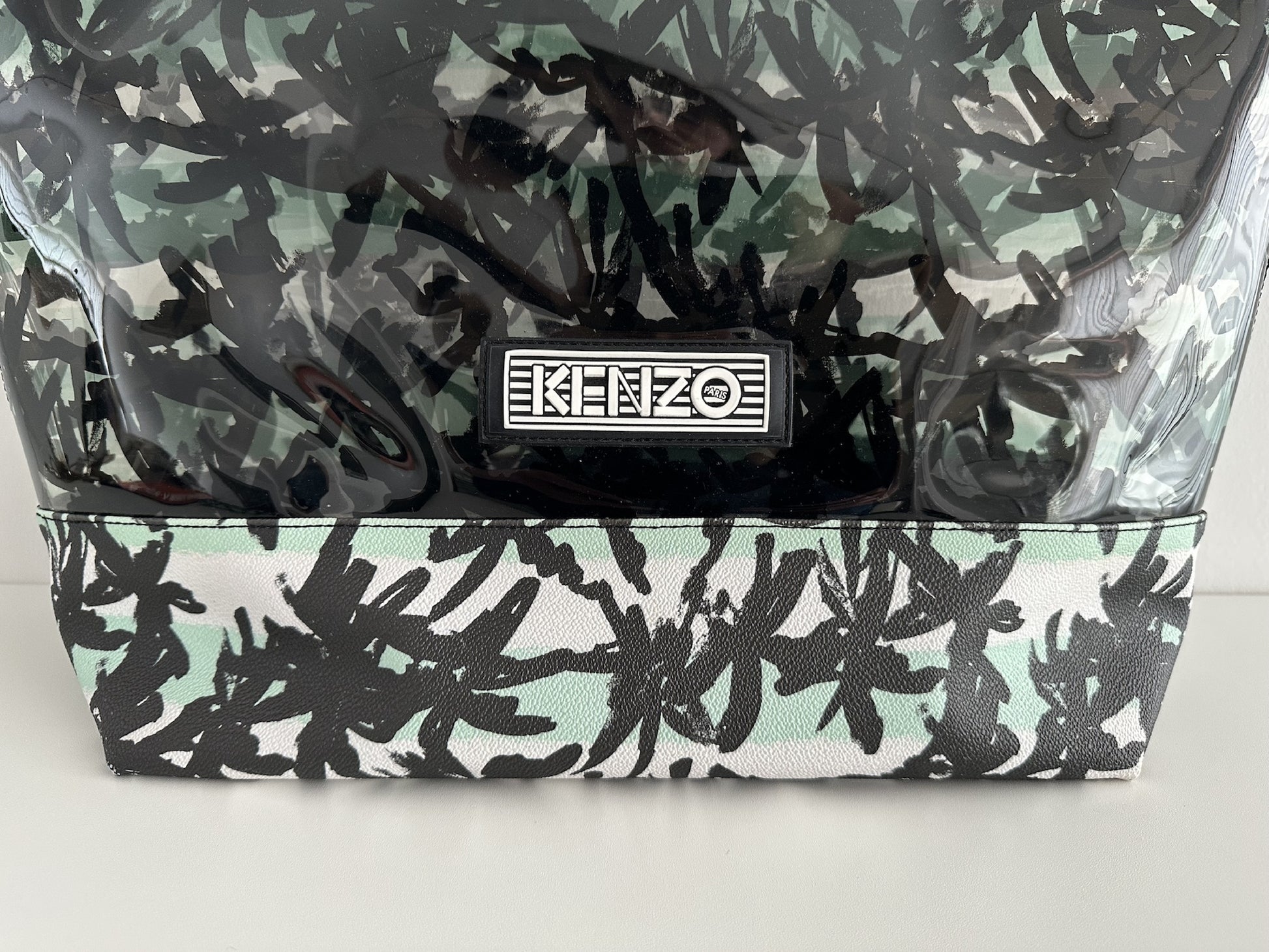KENZO PALM TREE BEACH BAG Clear Tote Bag with Pouch