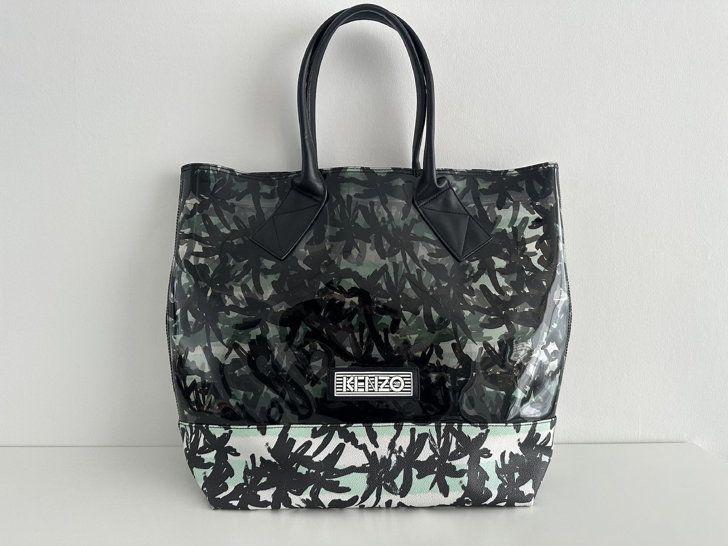 KENZO PALM TREE BEACH BAG Clear Tote Bag with Pouch