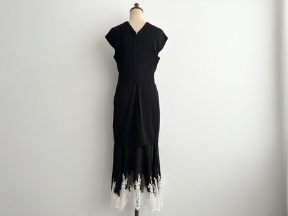 3.1 Phillip Lim Lace-Hem Dress, Black and White, Size 4, Dress