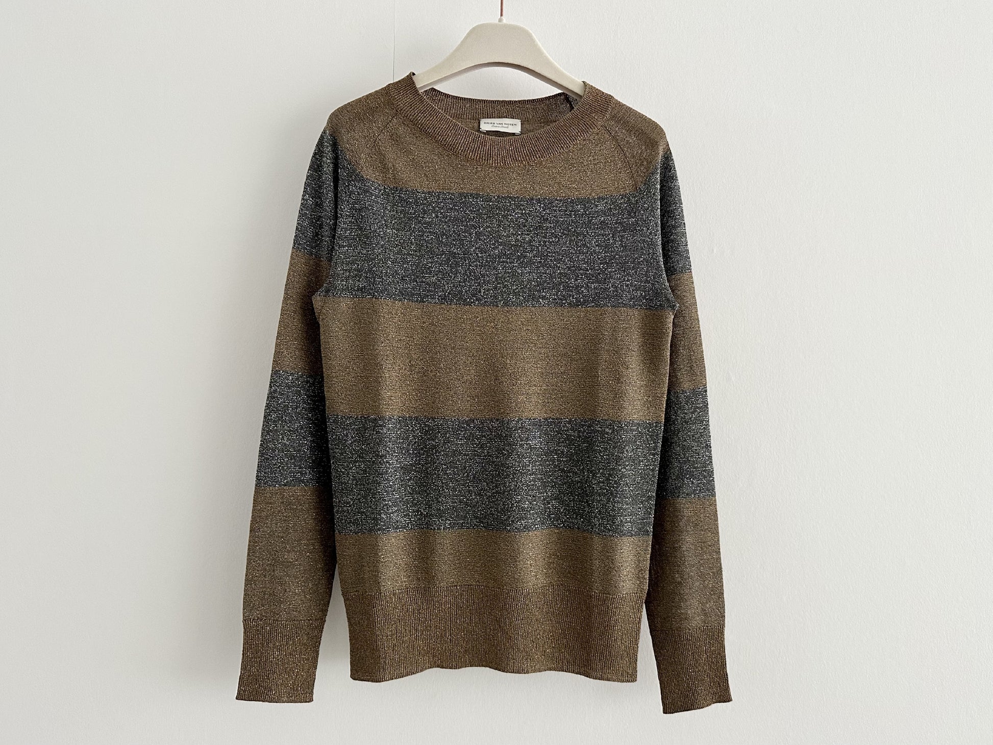 DRIES VAN NOTEN Metallic Striped Knit Top