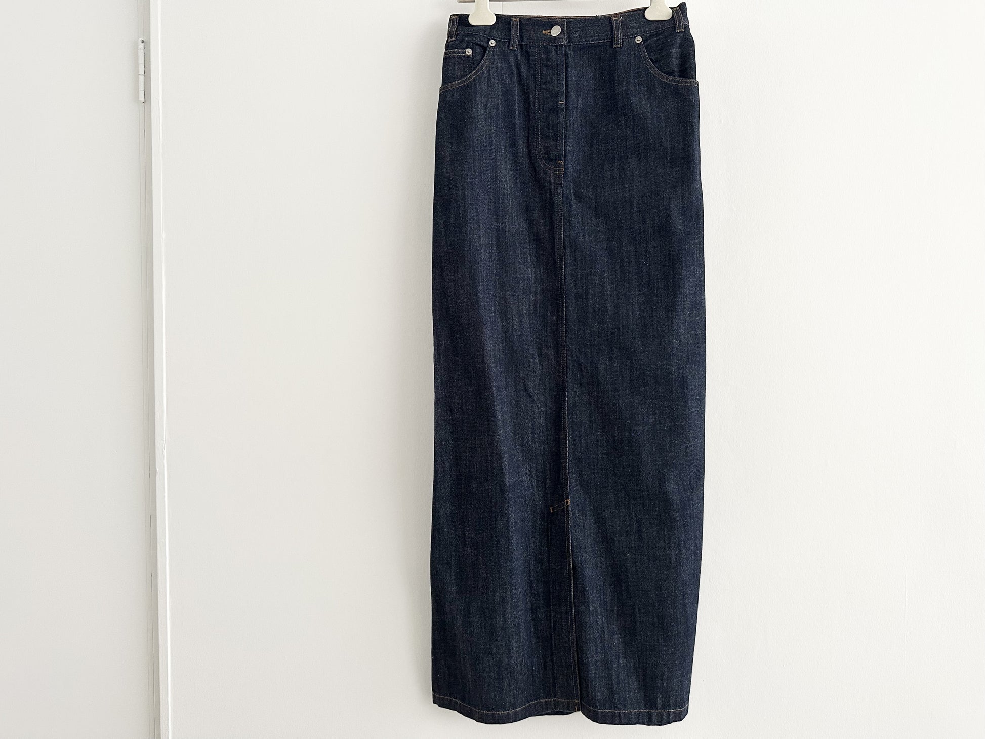 DRIES VAN NOTEN denim skirt, long, size 36