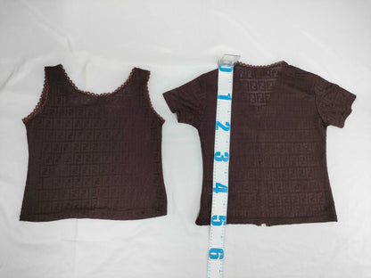 FENDI Zucca Tank Top and Cardigan Set, Burgundy Cardigan