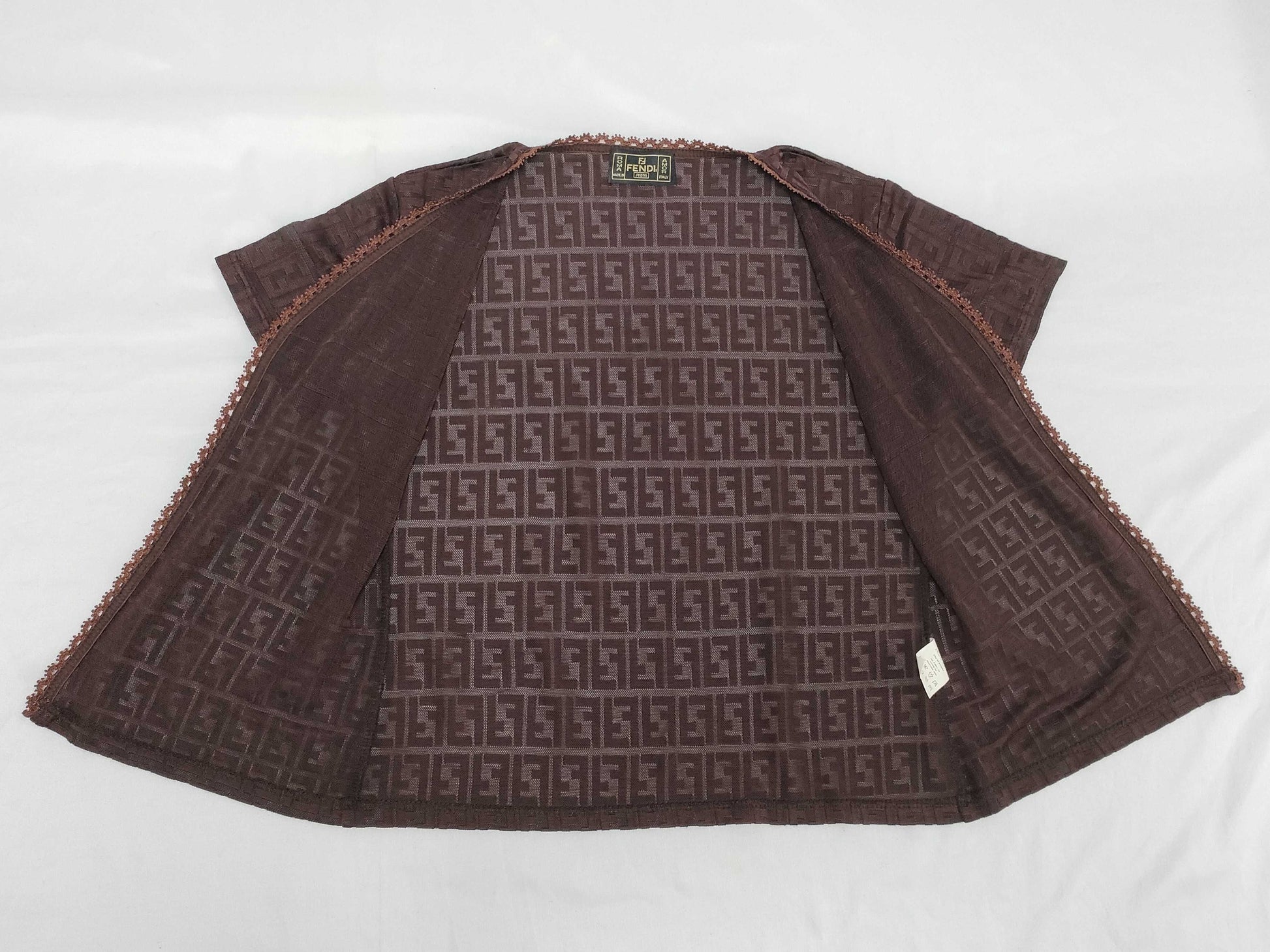 FENDI Zucca Tank Top and Cardigan Set, Burgundy Cardigan