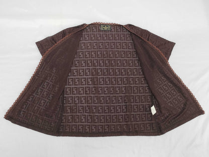 FENDI Zucca Tank Top and Cardigan Set, Burgundy Cardigan