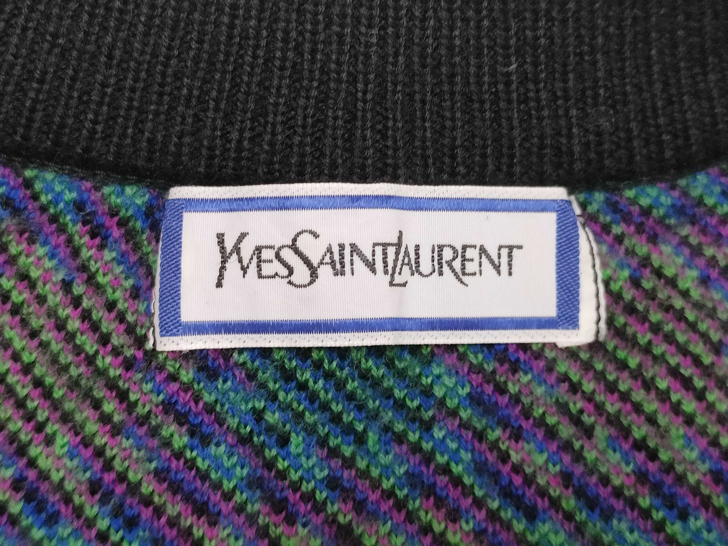 Yves Saint Laurent Check Cardigan Multi Gold Button M Cardigan