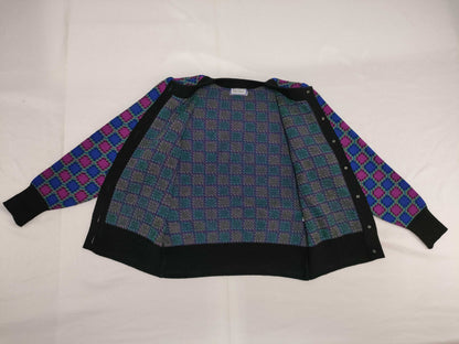Yves Saint Laurent Check Cardigan Multi Gold Button M Cardigan