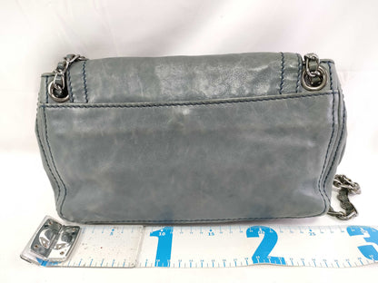 PRADA PRADA Prada Leather Double Chain Shoulder Bag B4658C Blue Shoulder Bag with Guarantee Card and Dust Bag