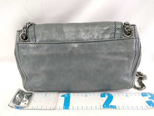 PRADA PRADA Prada Leather Double Chain Shoulder Bag B4658C Blue Shoulder Bag with Guarantee Card and Dust Bag