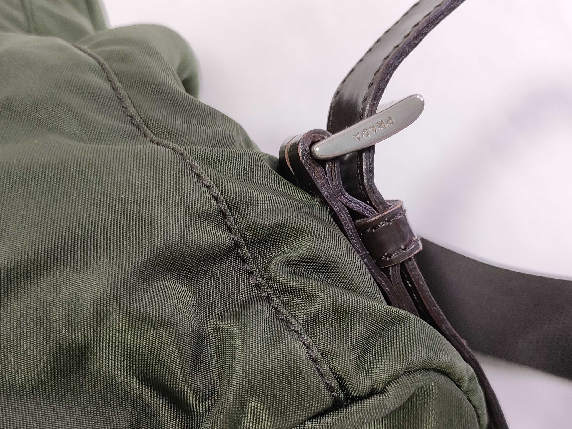 PRADA Nylon Backpack with Prada Triangle Logo Plate, Green