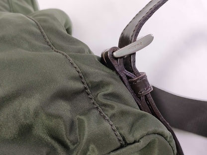 PRADA Nylon Backpack with Prada Triangle Logo Plate, Green