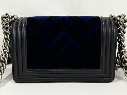 CHANEL Black Boy 20 Velvet and Leather Shoulder Bag, 20cm Wide, Approx. 23rd Series, with Seal, Vintage S Clasp, Item No. 23086168, Excellent Condition