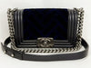 CHANEL Black Boy 20 Velvet and Leather Shoulder Bag, 20cm Wide, Approx. 23rd Series, with Seal, Vintage S Clasp, Item No. 23086168, Excellent Condition