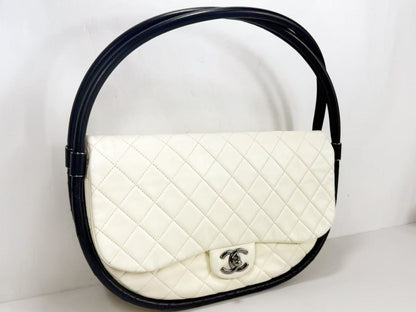 CHANEL Two-Tone Hula Hoop, Two-Tone/Black and White, Approximately 30cm Wide, 18th Series [Sealed], Silver Hardware, Handbag 18134603, Excellent Condition, AB