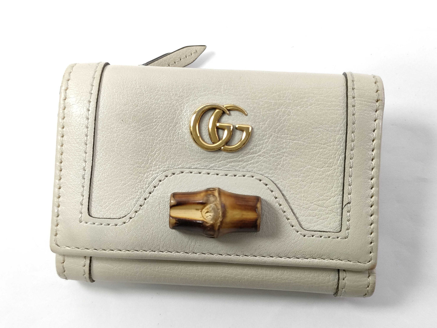 GUCCI GUCCI Bamboo Diana Compact Wallet White Wallet