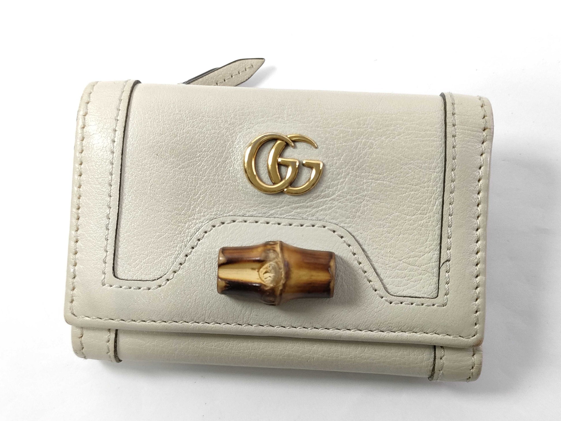 GUCCI GUCCI Bamboo Diana Compact Wallet White Wallet