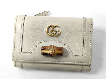 GUCCI GUCCI Bamboo Diana Compact Wallet White Wallet