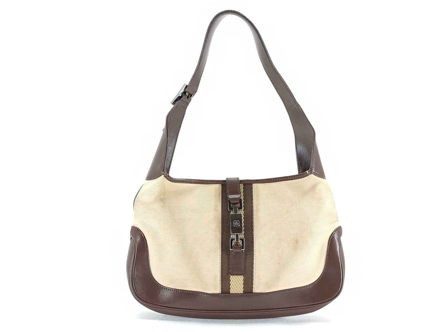 GUCCI Jackie Leather Handbag 001.3735 Beige, Brown