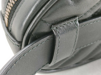 GUCCI GG Marmont 476434 Body Bag Leather Belt Bag Black Gold Hardware Quilted Waist Bag