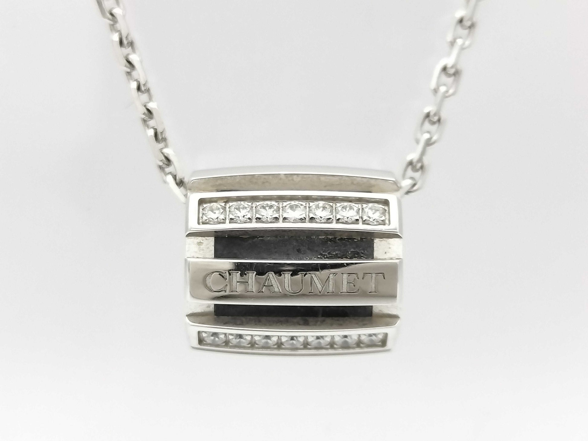 CHAUMET Class One Rubber Diamond Necklace in WG 750 
