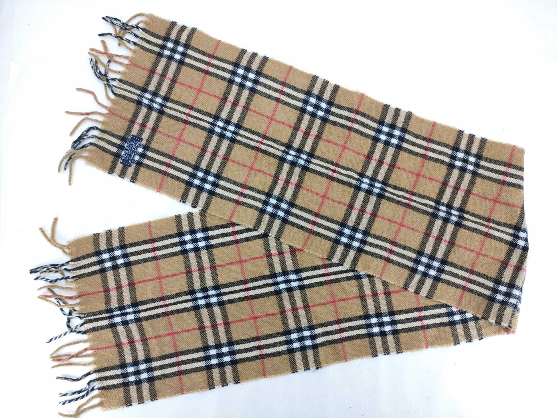 BURBERRY Fringe Scarf, Nova Check, Lambswool, Beige, Other Accessories